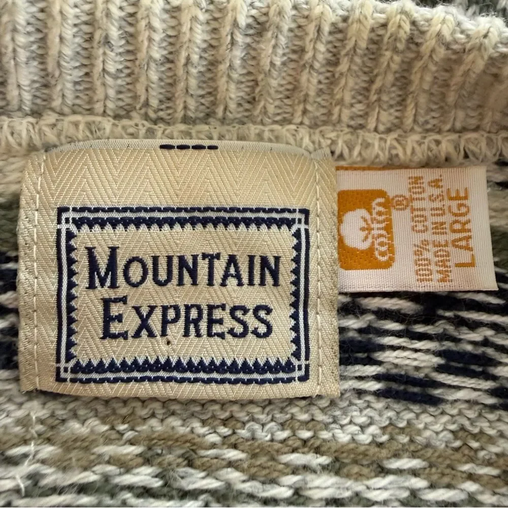 Vintage Mountain Express Men's Fair Isle Geometric Pattern Sweater
